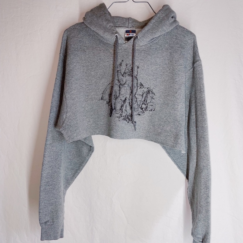 Vintage Graphic Cropped Hoodie